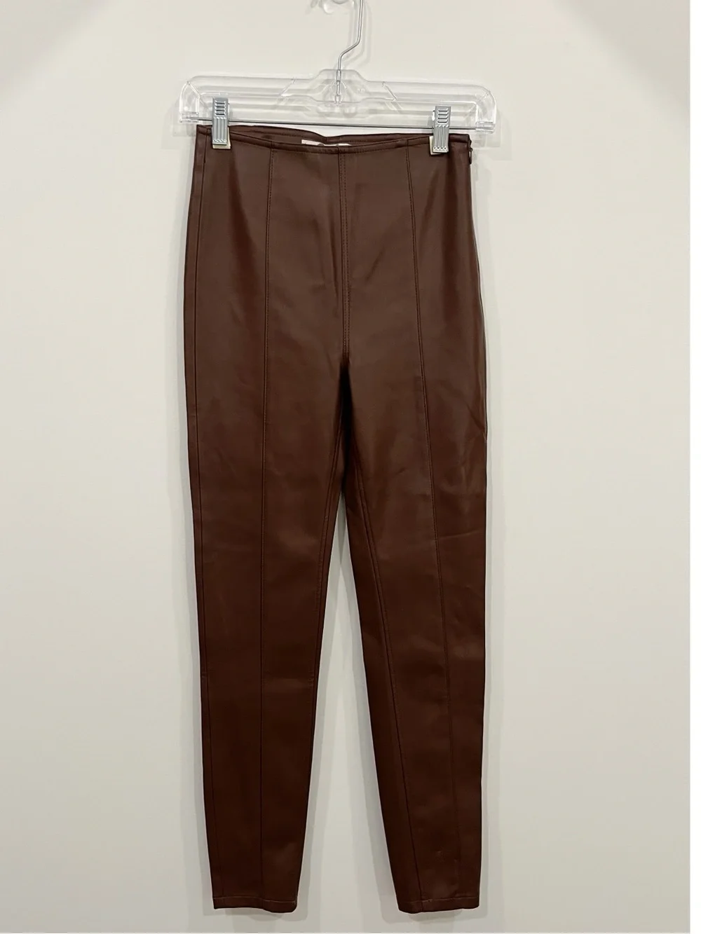 Free People We The Free Spitfire Faux Leather Skinny Pants Brown Size 24